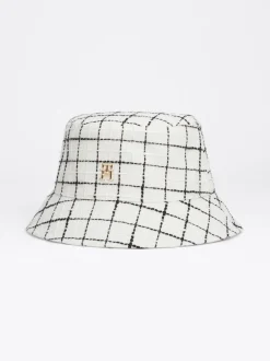 Czapki I Szaliki*Tommy Hilfiger Żakardowy Kapelusz Rybacki Z Domieszką Wełny ANCIENT WHITE