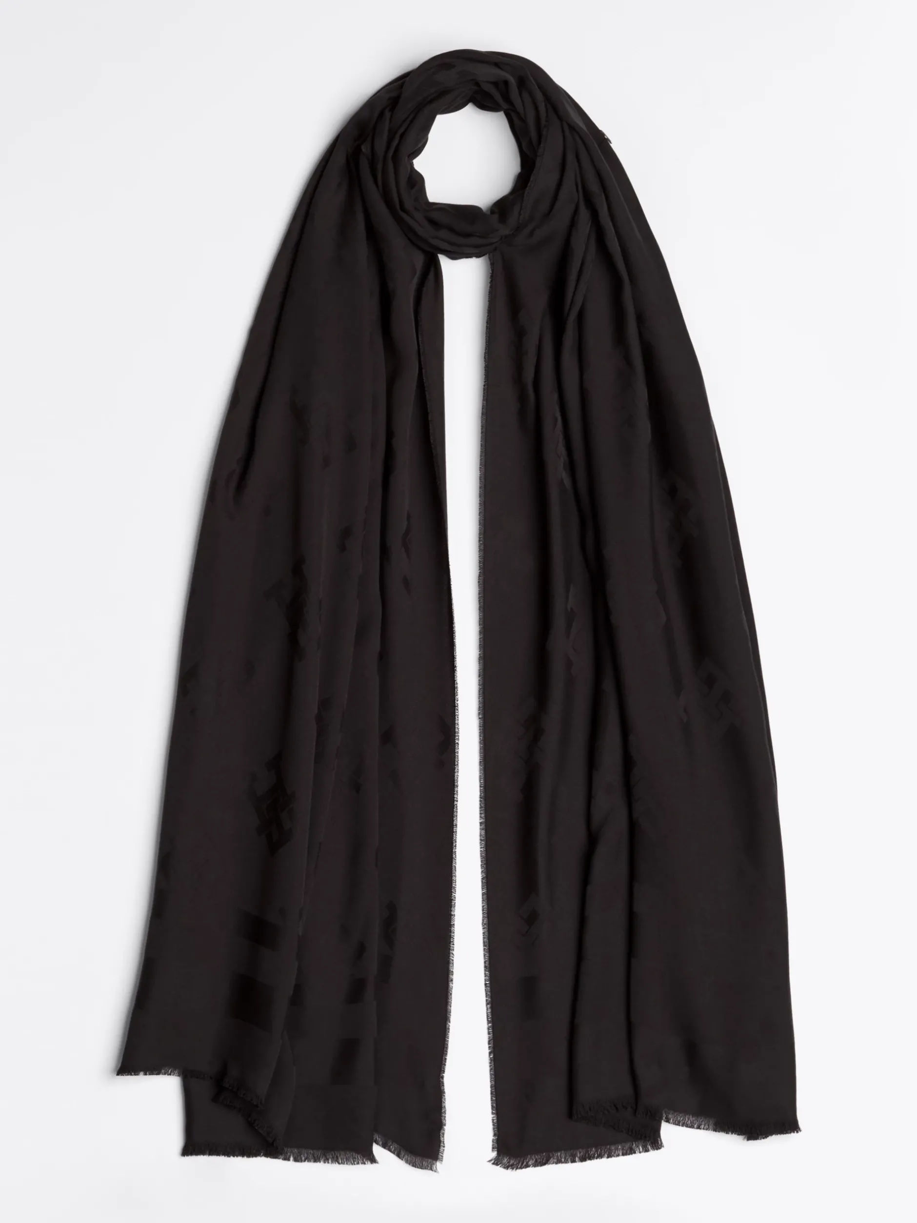 Szaliki|Szaliki*Tommy Hilfiger Żakardowy Szal Z Monogramem TH BLACK