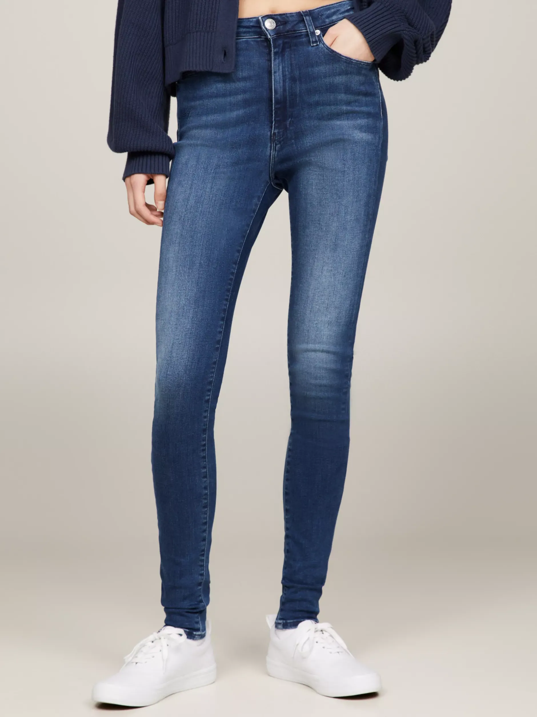 Jeansy*Tommy Hilfiger Bardzo Obcisłe Jeansy Sylvia Z Wysokim Stanem NEW NICEVILLE MID BLUE STRETCH