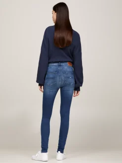Jeansy*Tommy Hilfiger Bardzo Obcisłe Jeansy Sylvia Z Wysokim Stanem NEW NICEVILLE MID BLUE STRETCH