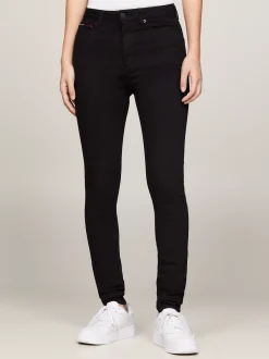 Jeansy*Tommy Hilfiger Bardzo Obcisłe Jeansy Sylvia Z Wysokim Stanem STATEN BLACK STRETCH