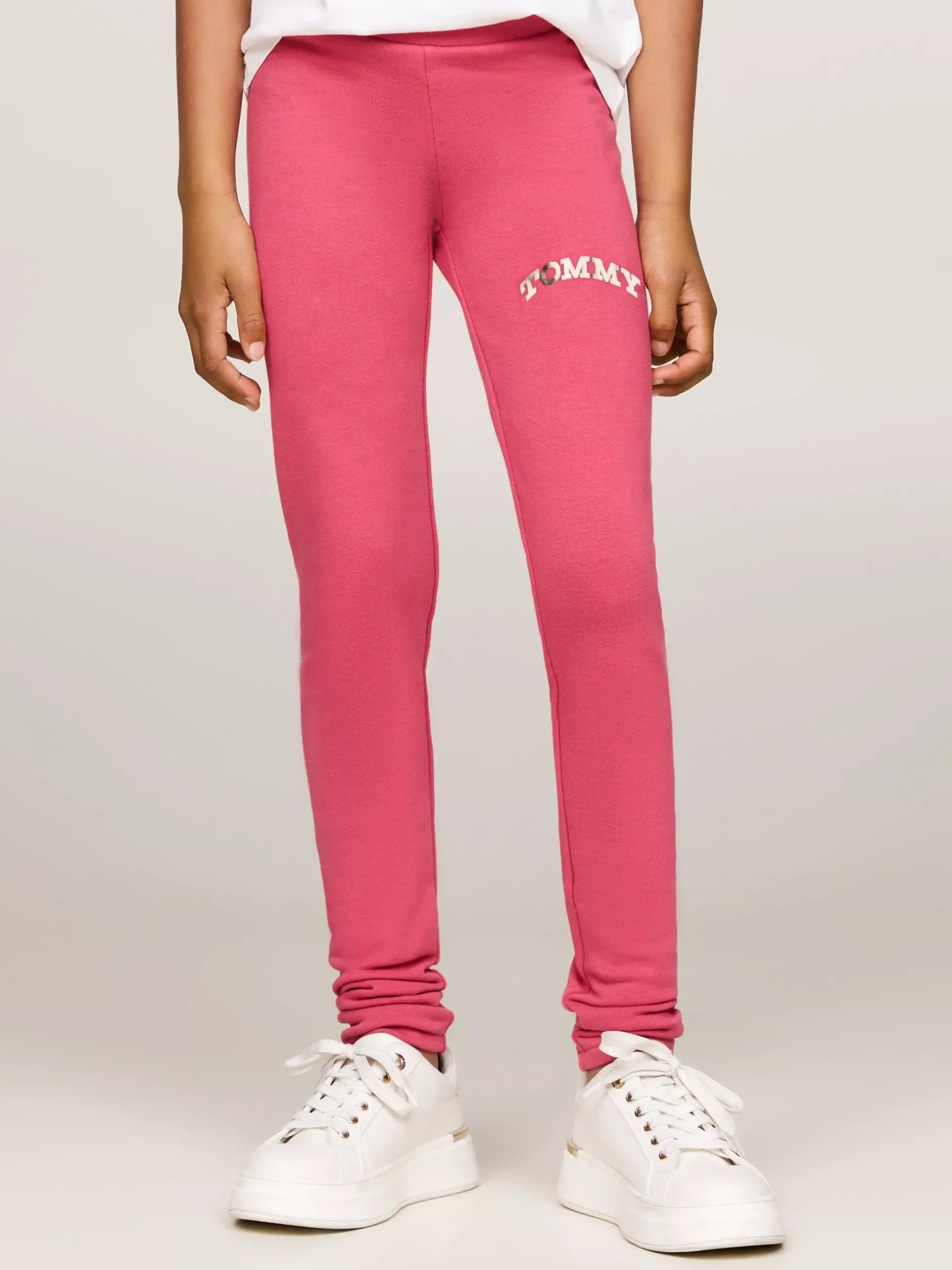 Spodnie, Szorty I Spódnice*Tommy Hilfiger Bardzo Obcisłe Legginsy Z Logo W Stylu Varsity HERITAGE PINK