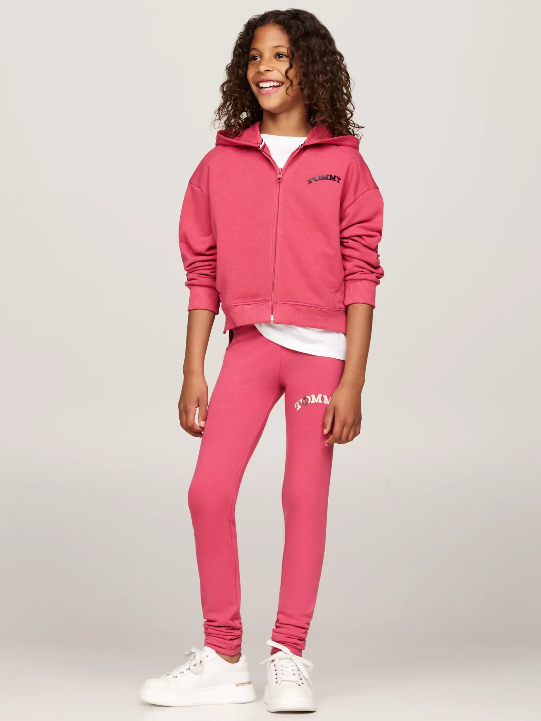 Spodnie, Szorty I Spódnice*Tommy Hilfiger Bardzo Obcisłe Legginsy Z Logo W Stylu Varsity HERITAGE PINK