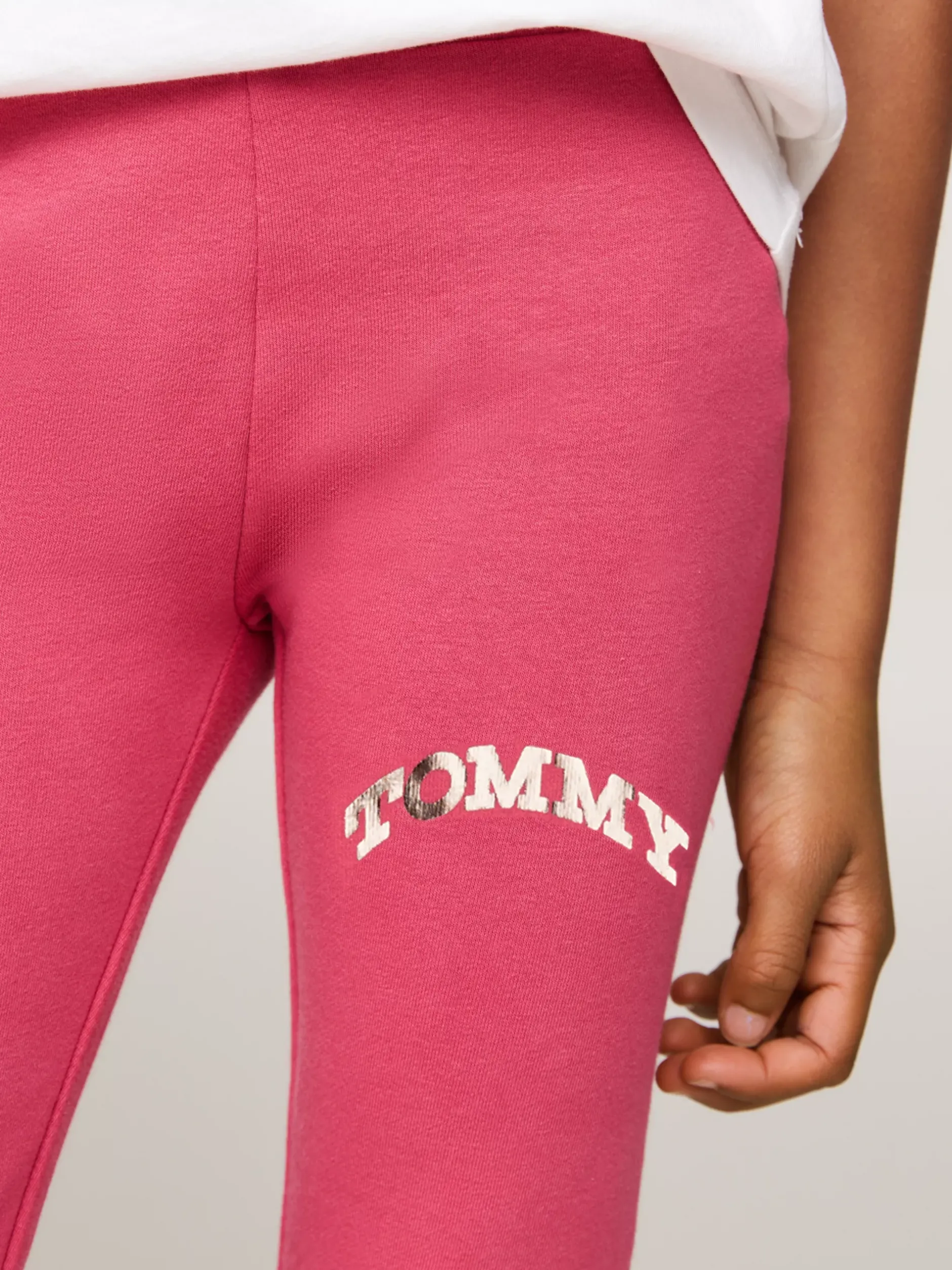 Spodnie, Szorty I Spódnice*Tommy Hilfiger Bardzo Obcisłe Legginsy Z Logo W Stylu Varsity HERITAGE PINK