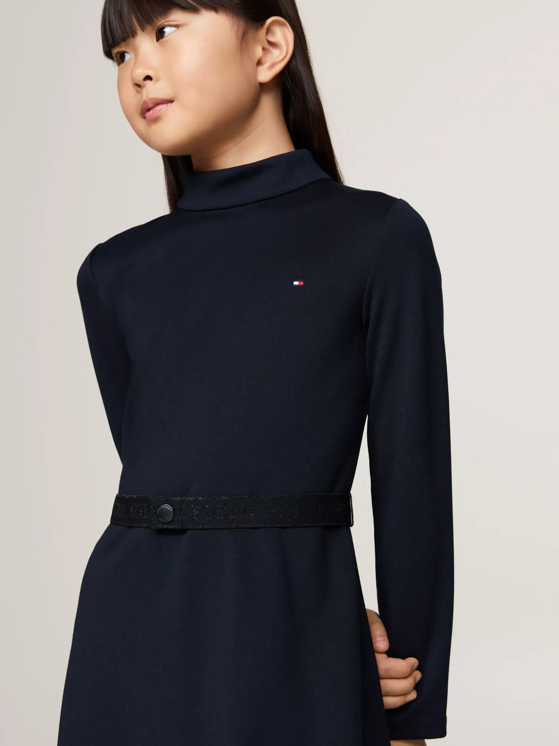 Sukienki*Tommy Hilfiger Bardzo Wąska Sukienka Z Długim Rękawem DESERT SKY