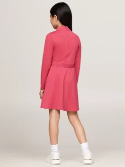 Sukienki*Tommy Hilfiger Bardzo Wąska Sukienka Z Długim Rękawem HERITAGE PINK