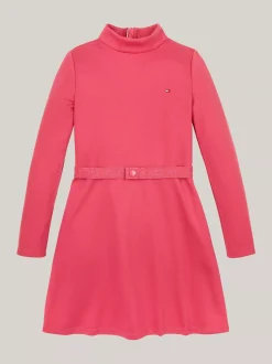 Sukienki*Tommy Hilfiger Bardzo Wąska Sukienka Z Długim Rękawem HERITAGE PINK