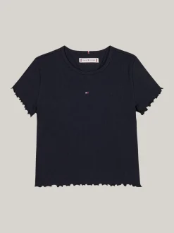 Topy I T-Shirty*Tommy Hilfiger Bardzo Wąski Prążkowany T-shirt DESERT SKY
