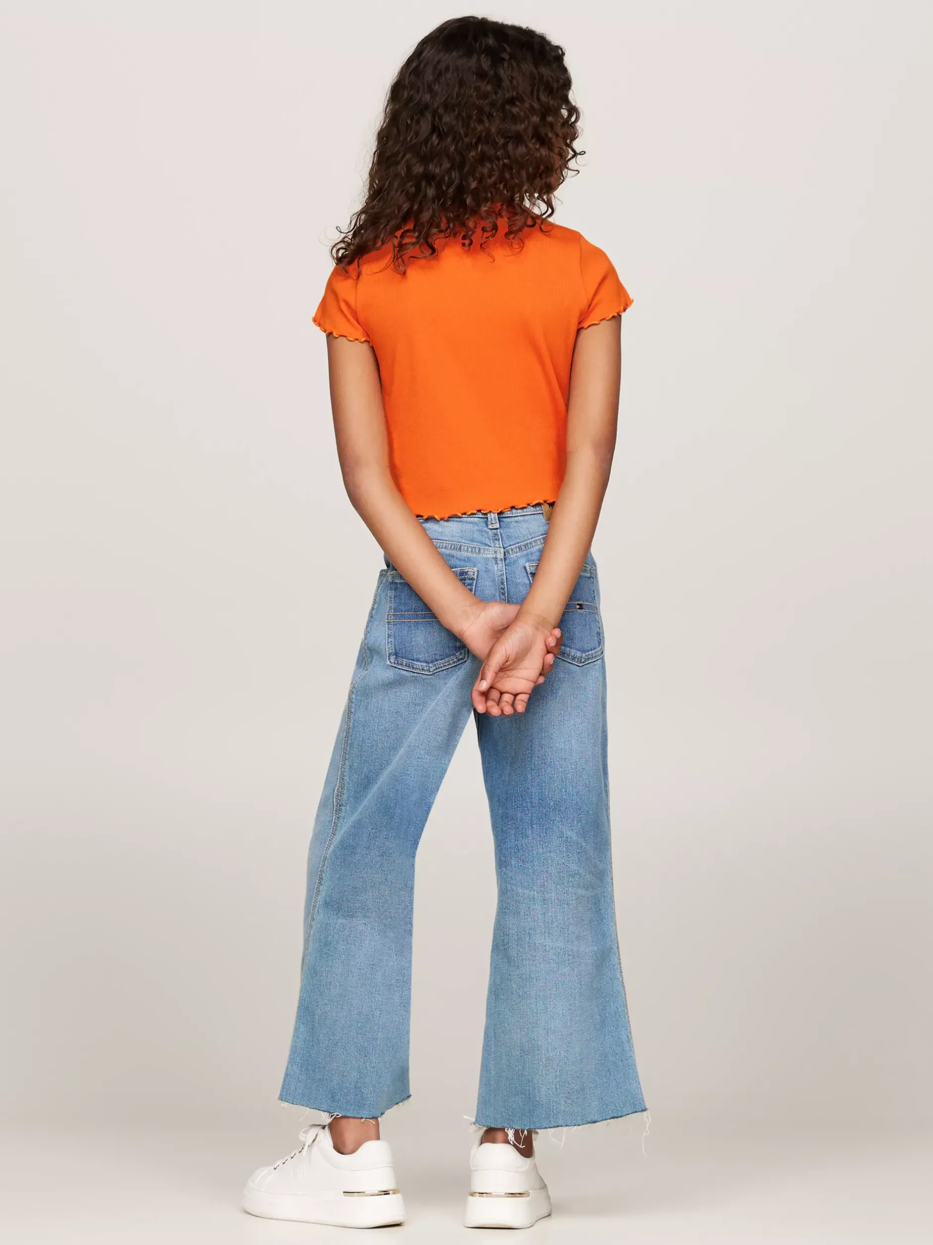 Topy I T-Shirty*Tommy Hilfiger Bardzo Wąski Prążkowany T-shirt ORANGE THUNDER