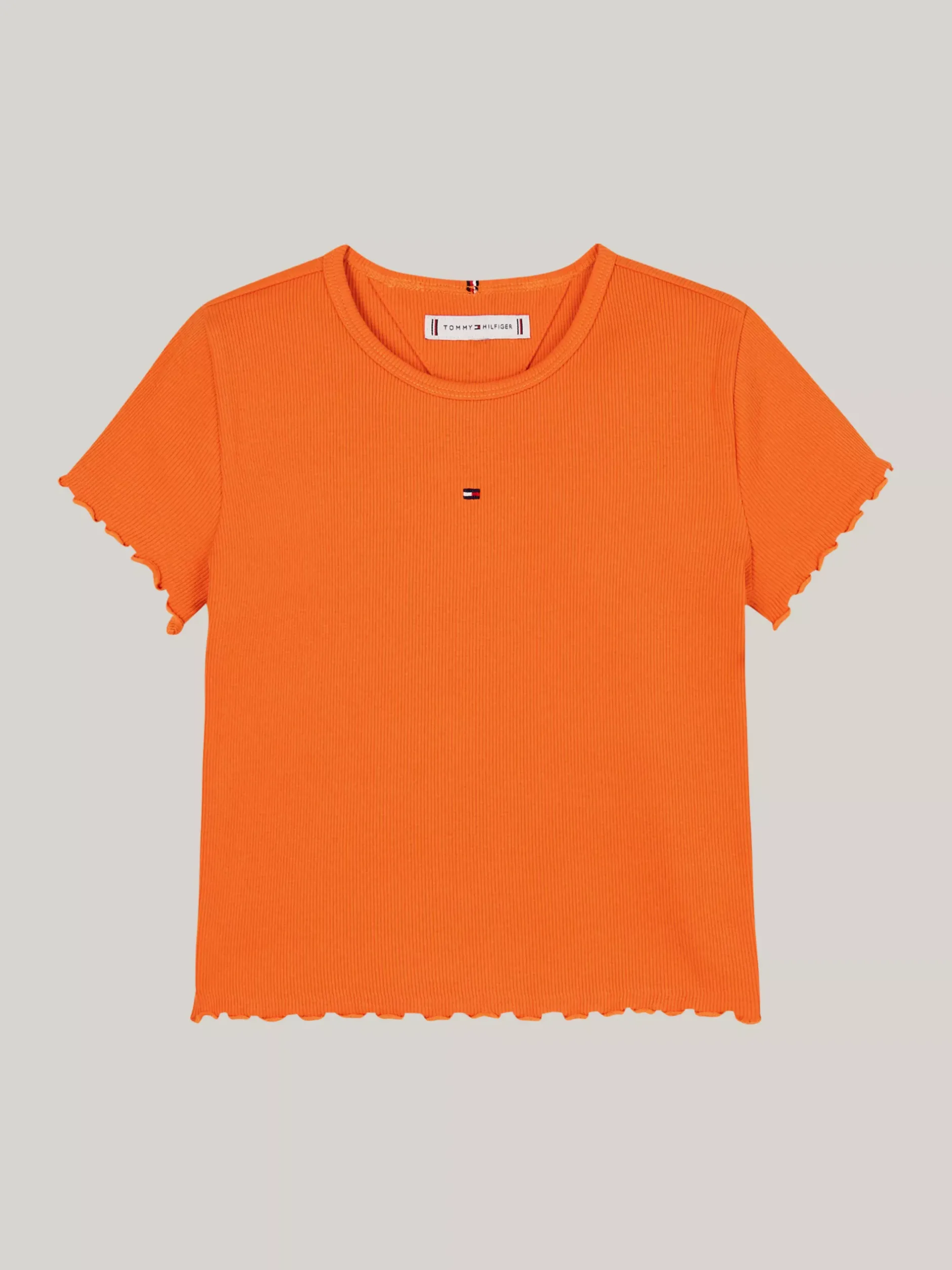 Topy I T-Shirty*Tommy Hilfiger Bardzo Wąski Prążkowany T-shirt ORANGE THUNDER