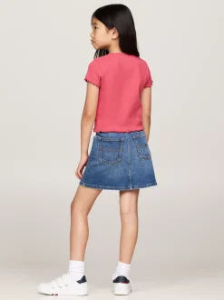 Topy I T-Shirty*Tommy Hilfiger Bardzo Wąski Prążkowany T-shirt HERITAGE PINK
