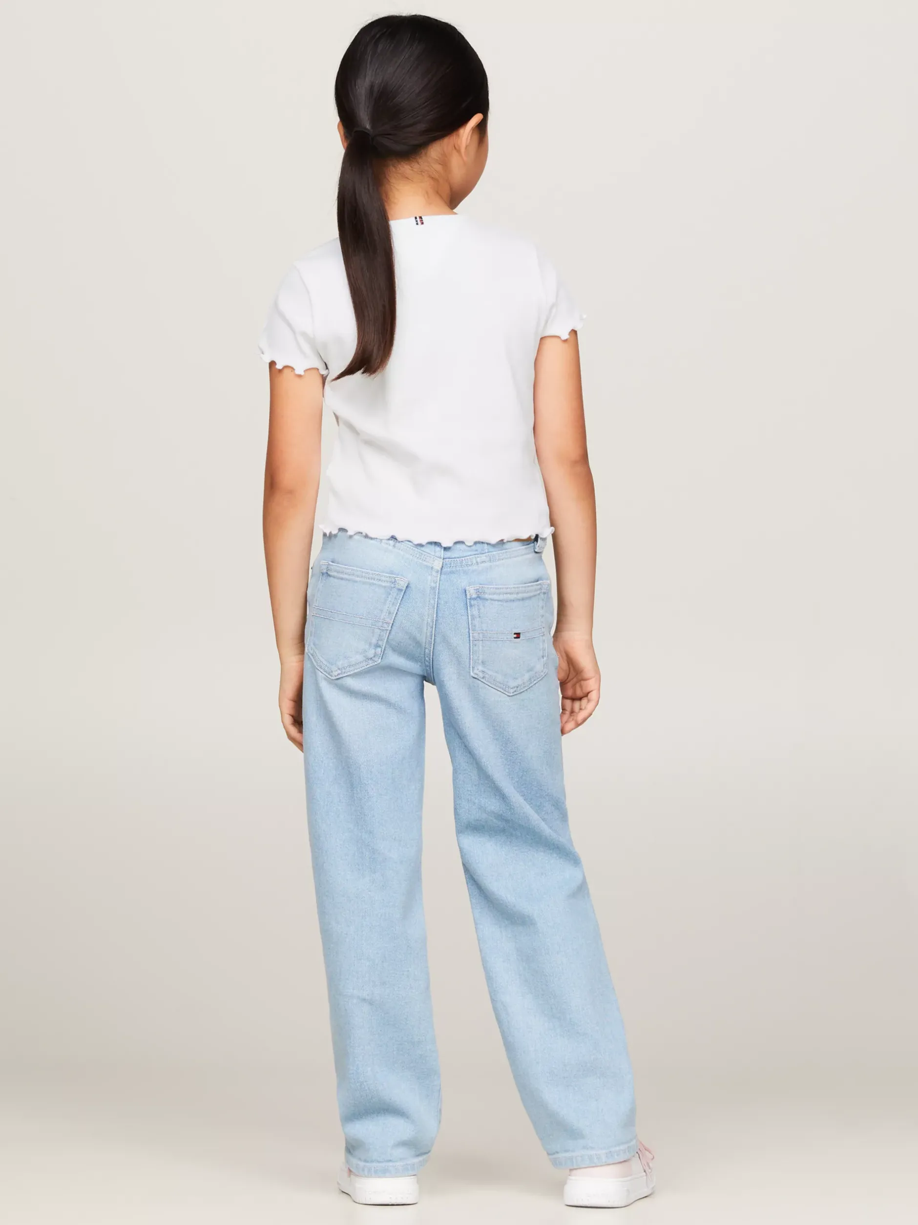 Topy I T-Shirty*Tommy Hilfiger Bardzo Wąski Prążkowany T-shirt WHITE