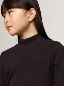 Topy I T-Shirty*Tommy Hilfiger Bardzo Wąski Top Z Półgolfem W Paski BLACK