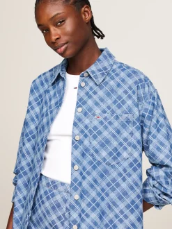 Koszule & Bluzki*Tommy Hilfiger Batystowa Koszula O Luźnym Kroju GRID CHECK CHAMBRAY