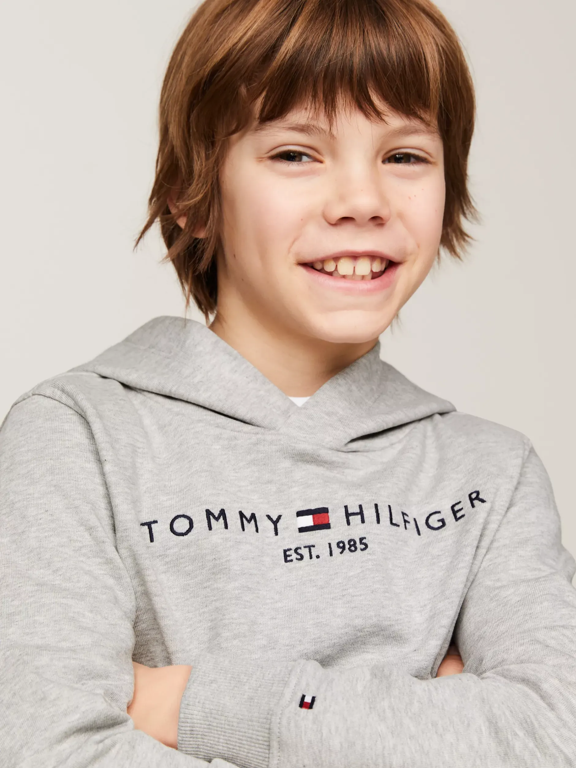 Bluzy Dresowe I Z Kapturem|Bluzy Dresowe I Z Kapturem*Tommy Hilfiger Bawełniana Bluza Essential Z Kapturem I Logo LIGHT GREY HEATHER