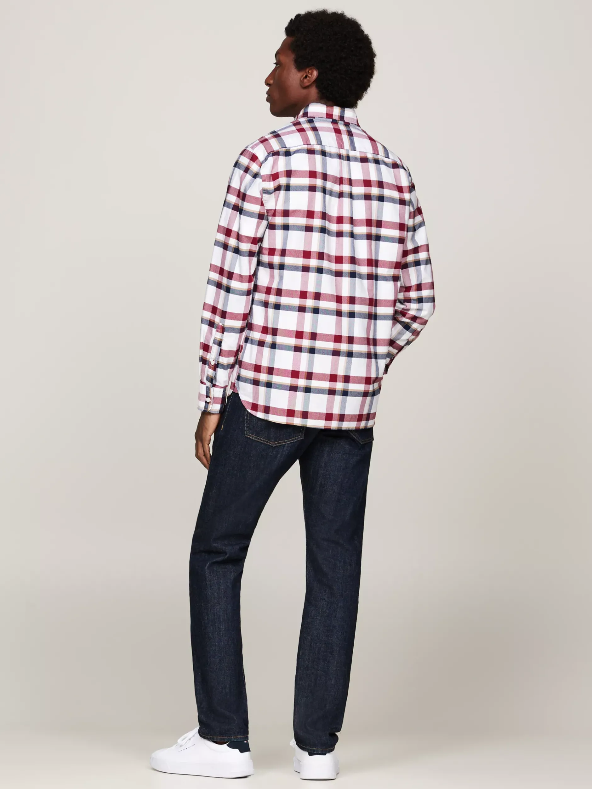 Koszule*Tommy Hilfiger Bawełniana Koszula W Kratę O Regularnym Kroju DEEP ROUGE / MULTI