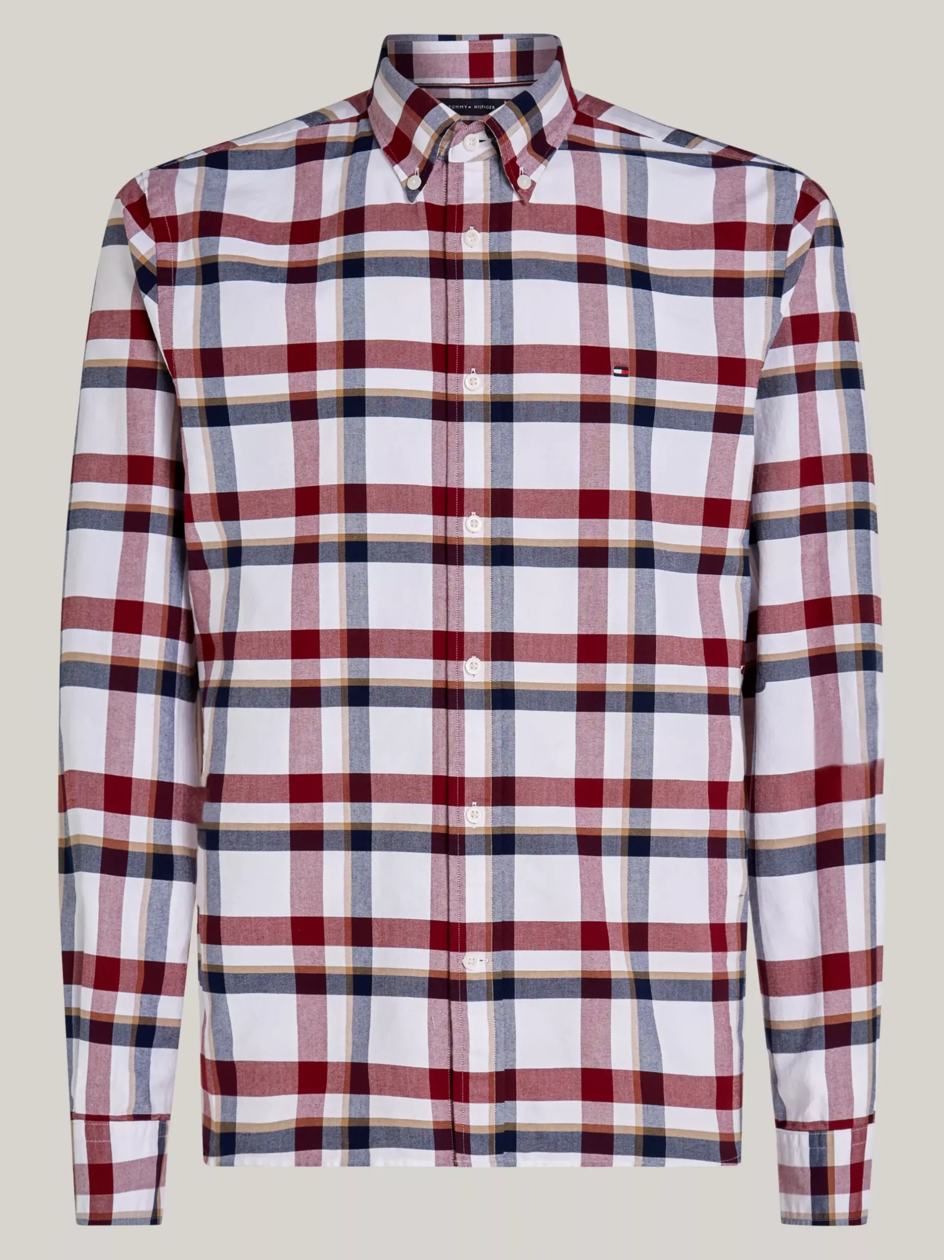 Koszule*Tommy Hilfiger Bawełniana Koszula W Kratę O Regularnym Kroju DEEP ROUGE / MULTI