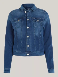 Kurtki & Płaszcze*Tommy Hilfiger Bawełniana Kurtka Jeansowa O Wąskim Kroju NEW NICEVILLE MID BLUE STRETCH