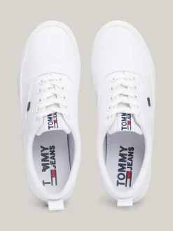 Sneakersy*Tommy Hilfiger Bawełniane Buty Sportowe Poniżej Kostki WHITE
