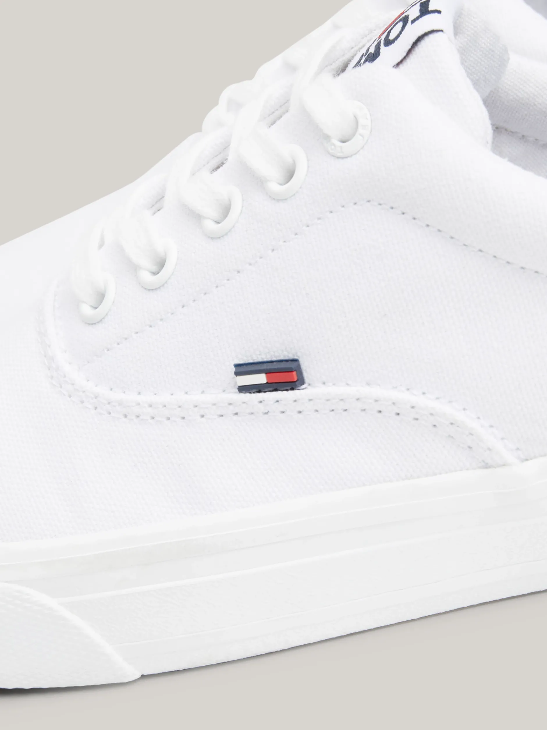 Sneakersy*Tommy Hilfiger Bawełniane Buty Sportowe Poniżej Kostki WHITE