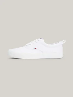 Sneakersy*Tommy Hilfiger Bawełniane Buty Sportowe Poniżej Kostki WHITE