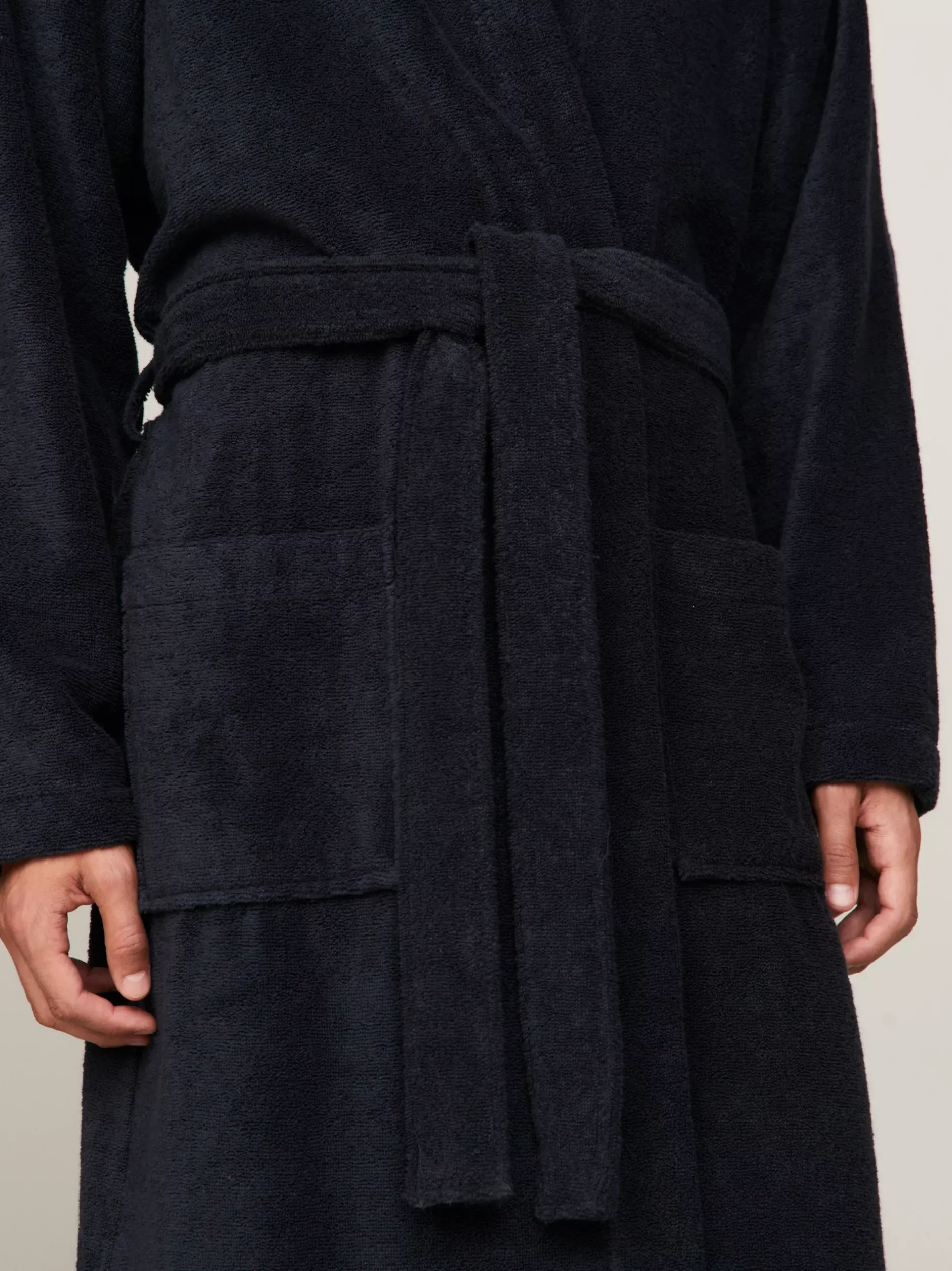 Stroje Domowe*Tommy Hilfiger Bawełniany Szlafrok Kąpielowy Z Kapturem NAVY BLAZER