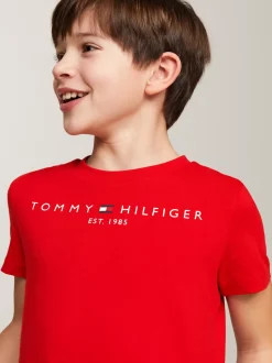 Topy I T-Shirty|T-Shirty I Koszulki Polo*Tommy Hilfiger Bawełniany T-shirt Essential Z Logo DEEP CRIMSON