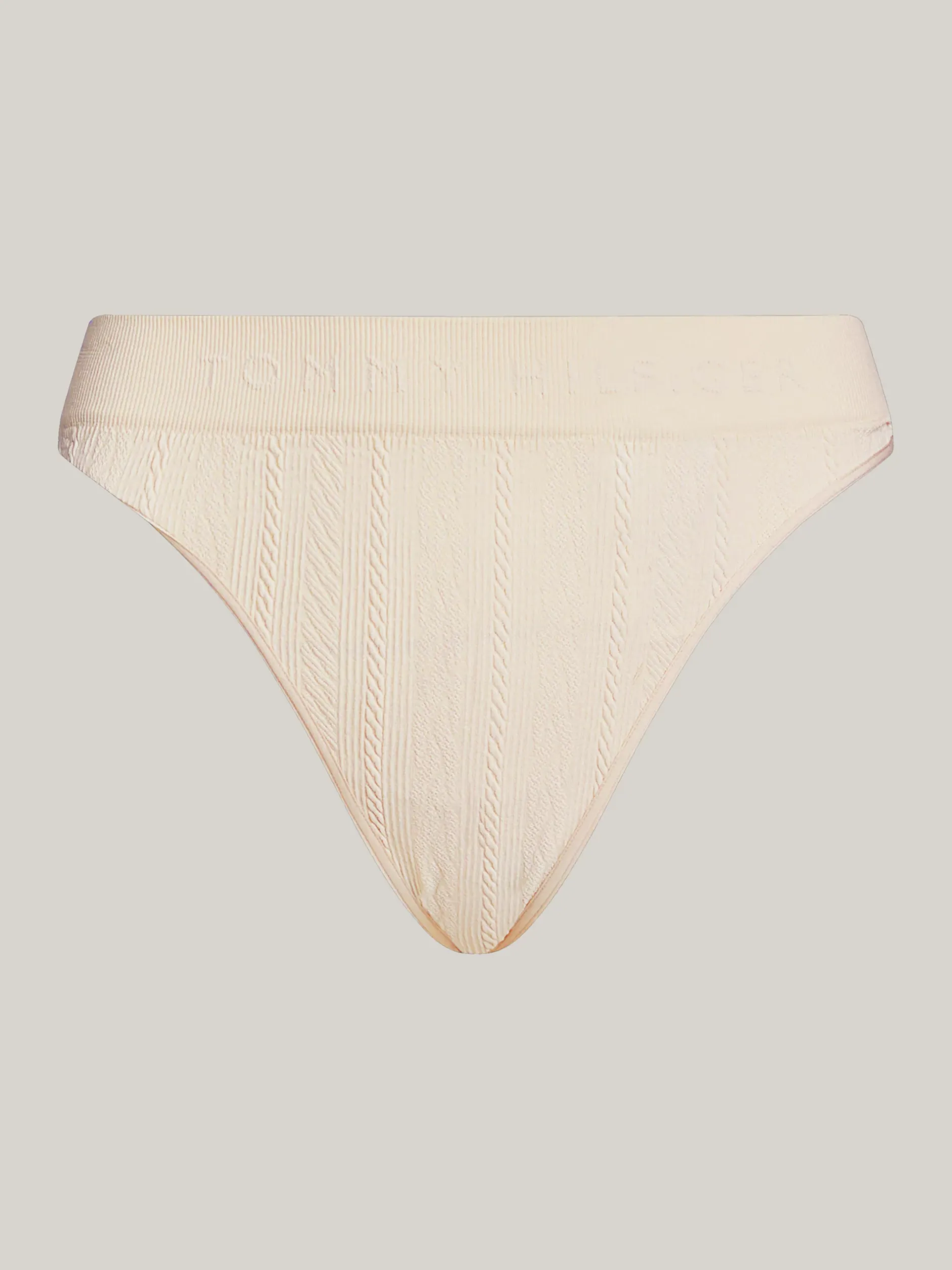 Figi|Bielizna*Tommy Hilfiger Beszwowe Thongi Z Logo Hilfiger Na Pasku CASHMERE CREME