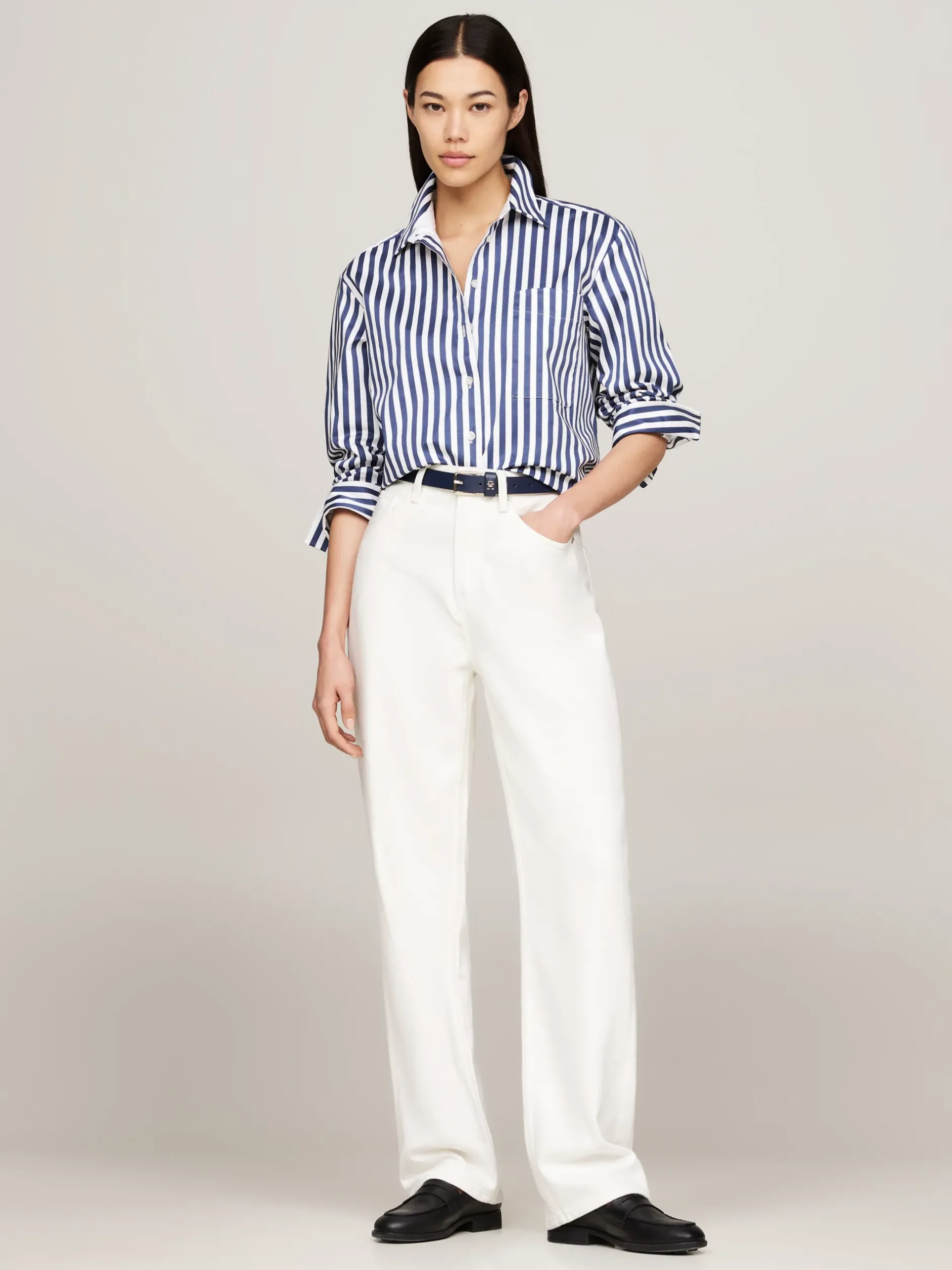 Jeansy*Tommy Hilfiger Białe Jeansy Z Wysokim Stanem ECRU