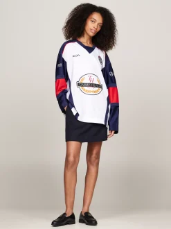 Bluzy Dresowe & Z Kapturem*Tommy Hilfiger Bluza Hokejowa Tommy X Mercedes F1 X CR WHITE