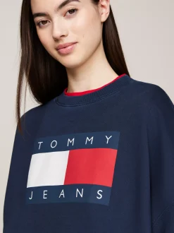 Bluzy Dresowe & Z Kapturem*Tommy Hilfiger Bluza O Kroju Oversize Z Flagą DARK NIGHT NAVY