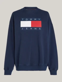 Bluzy Dresowe & Z Kapturem*Tommy Hilfiger Bluza O Kroju Oversize Z Flagą DARK NIGHT NAVY