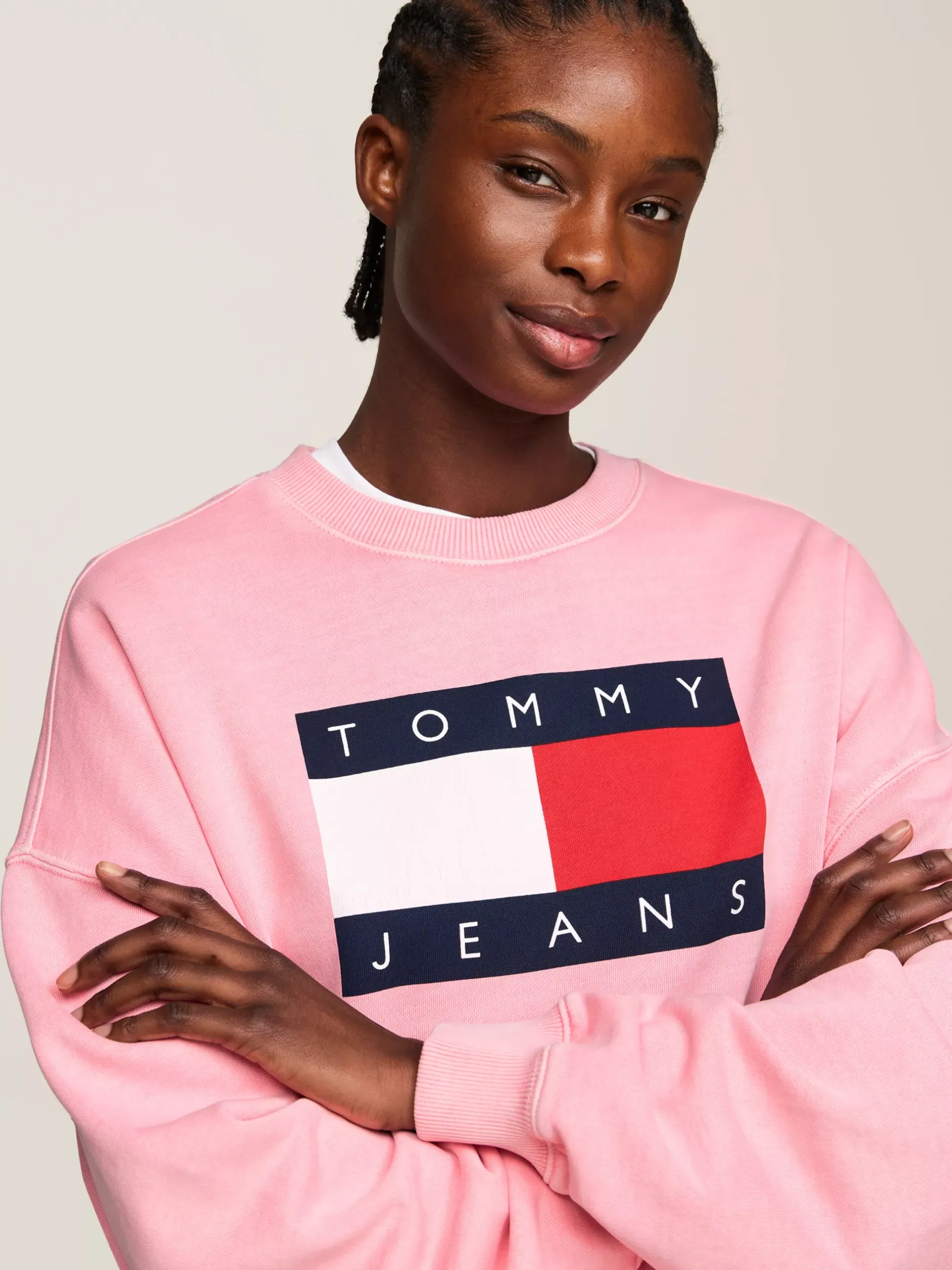 Bluzy Dresowe & Z Kapturem*Tommy Hilfiger Bluza O Kroju Oversize Z Flagą BALLET PINK