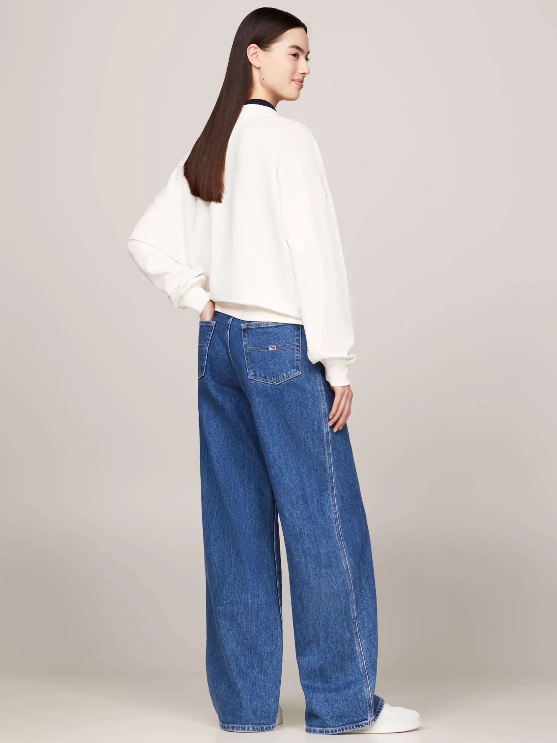 Bluzy Dresowe & Z Kapturem*Tommy Hilfiger Bluza O Kroju Oversize Z Flagą ANCIENT WHITE