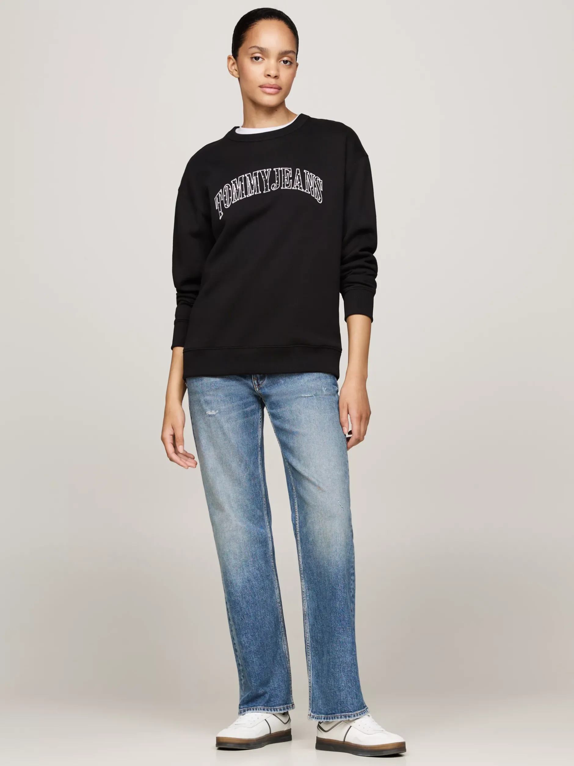 Bluzy Dresowe & Z Kapturem*Tommy Hilfiger Bluza O Luźnym Kroju Z Aplikacją Z Logo BLACK
