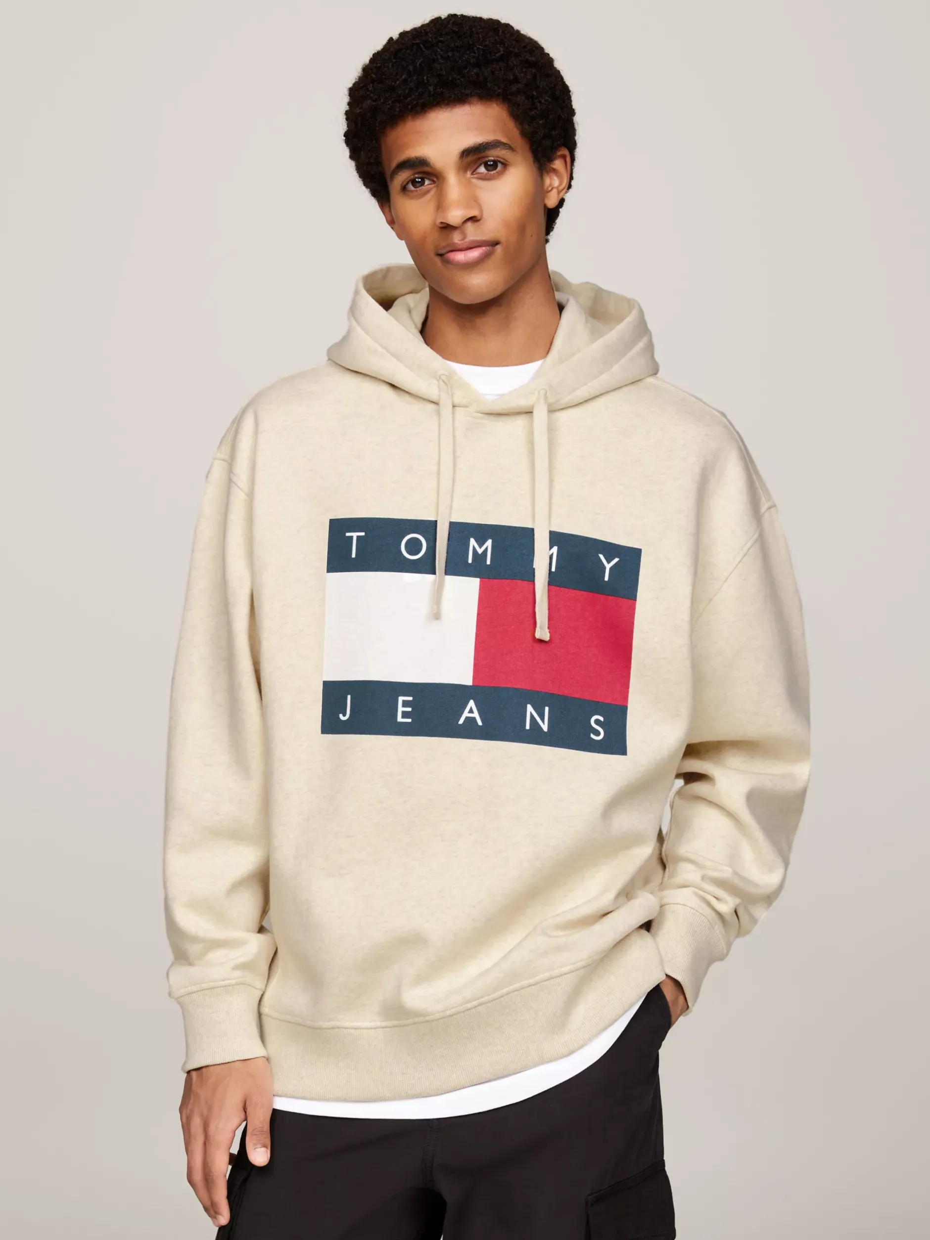 Bluzy Dresowe & Z Kapturem*Tommy Hilfiger Bluza O Luźnym Kroju Z Naszywką ANCIENT WHITE MELANGE