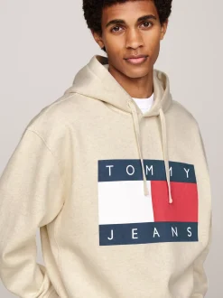 Bluzy Dresowe & Z Kapturem*Tommy Hilfiger Bluza O Luźnym Kroju Z Naszywką ANCIENT WHITE MELANGE