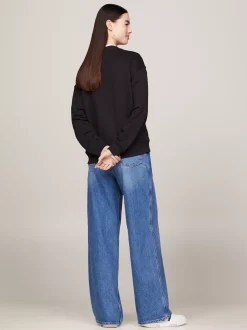 Bluzy Dresowe & Z Kapturem*Tommy Hilfiger Bluza O Pudełkowym Kroju Z Naszywką BLACK