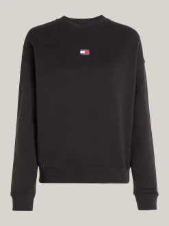 Bluzy Dresowe & Z Kapturem*Tommy Hilfiger Bluza O Pudełkowym Kroju Z Naszywką BLACK