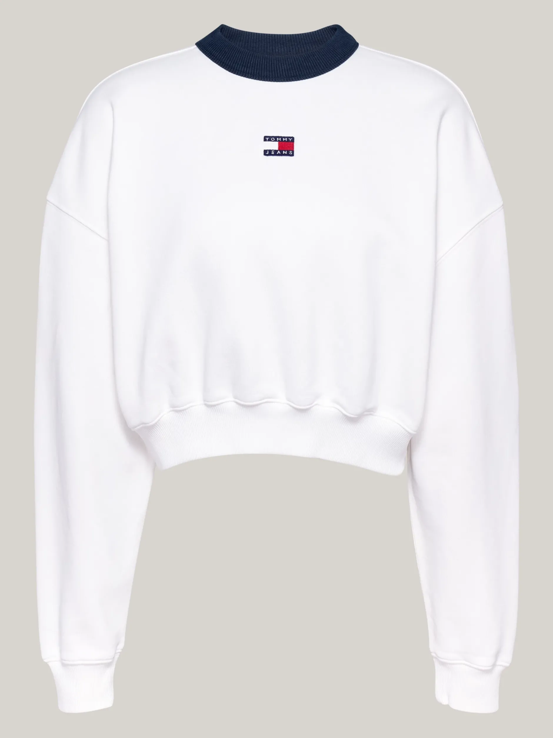 Bluzy Dresowe & Z Kapturem*Tommy Hilfiger Bluza O Skróconym Luźnym Kroju Z Naszywką Tommy WHITE