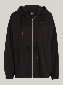 Bluzy Dresowe & Z Kapturem*Tommy Hilfiger Bluza Oversize Z Kapturem I Zamkiem BLACK
