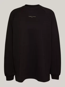 Bluzy Dresowe & Z Kapturem*Tommy Hilfiger Bluza Oversize Z Metalicznym Logo BLACK