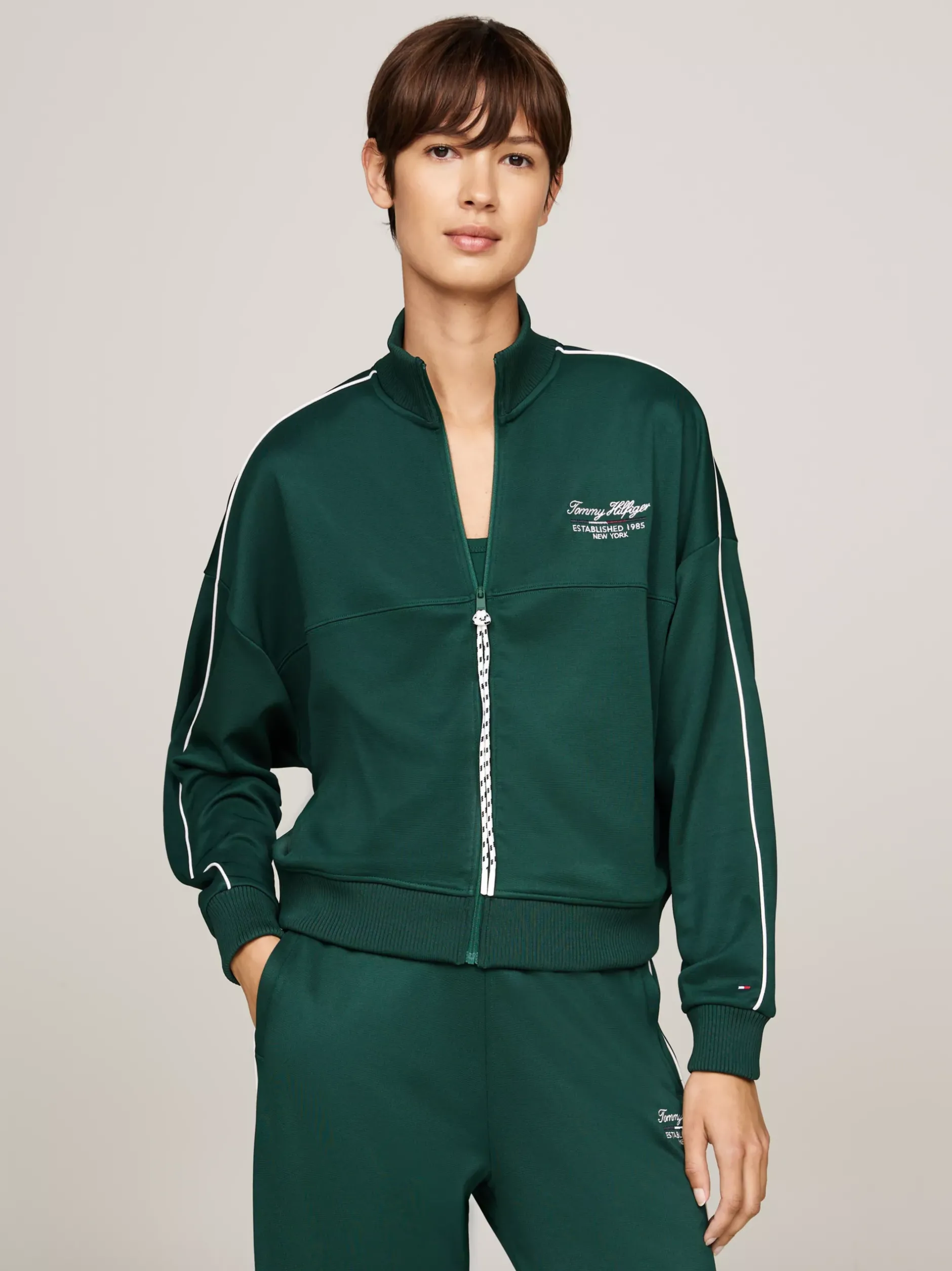 Bluzy Dresowe & Z Kapturem*Tommy Hilfiger Bluza Sport O Luźnym Kroju Z Zamkiem ORNAMENTAL GREEN