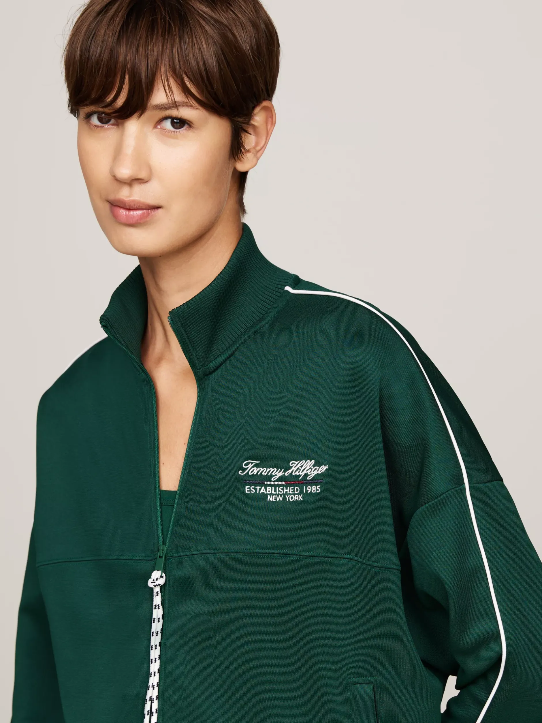 Bluzy Dresowe & Z Kapturem*Tommy Hilfiger Bluza Sport O Luźnym Kroju Z Zamkiem ORNAMENTAL GREEN