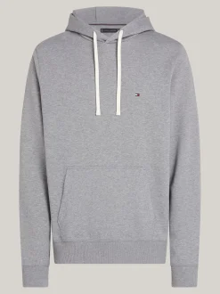 Bluzy Dresowe & Z Kapturem*Tommy Hilfiger Bluza Z Dzianiny Pętelkowej Z Wyhaftowaną Flagą MEDIUM GREY HEATHER