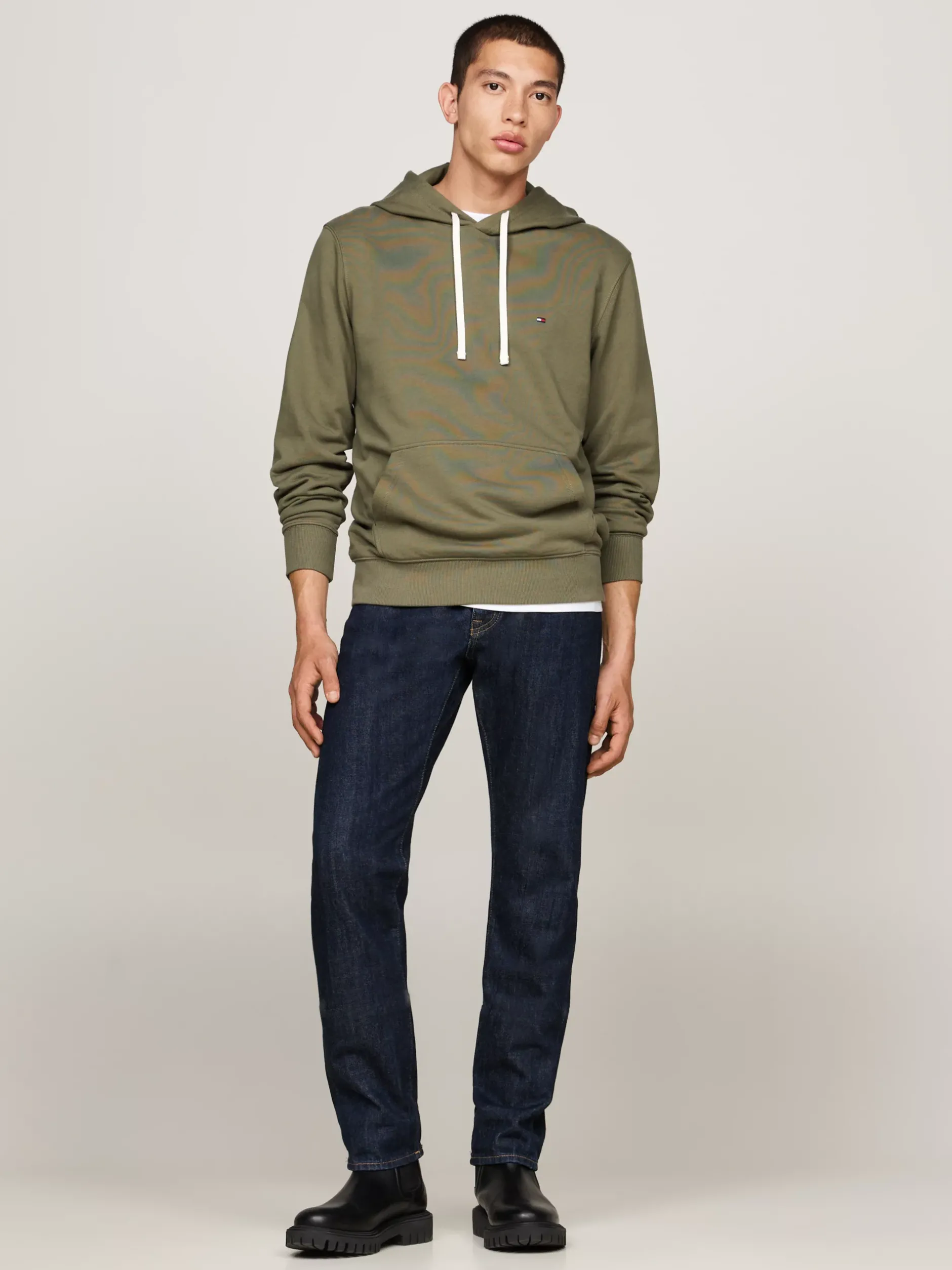 Bluzy Dresowe & Z Kapturem*Tommy Hilfiger Bluza Z Dzianiny Pętelkowej Z Wyhaftowaną Flagą BATTLE GREEN