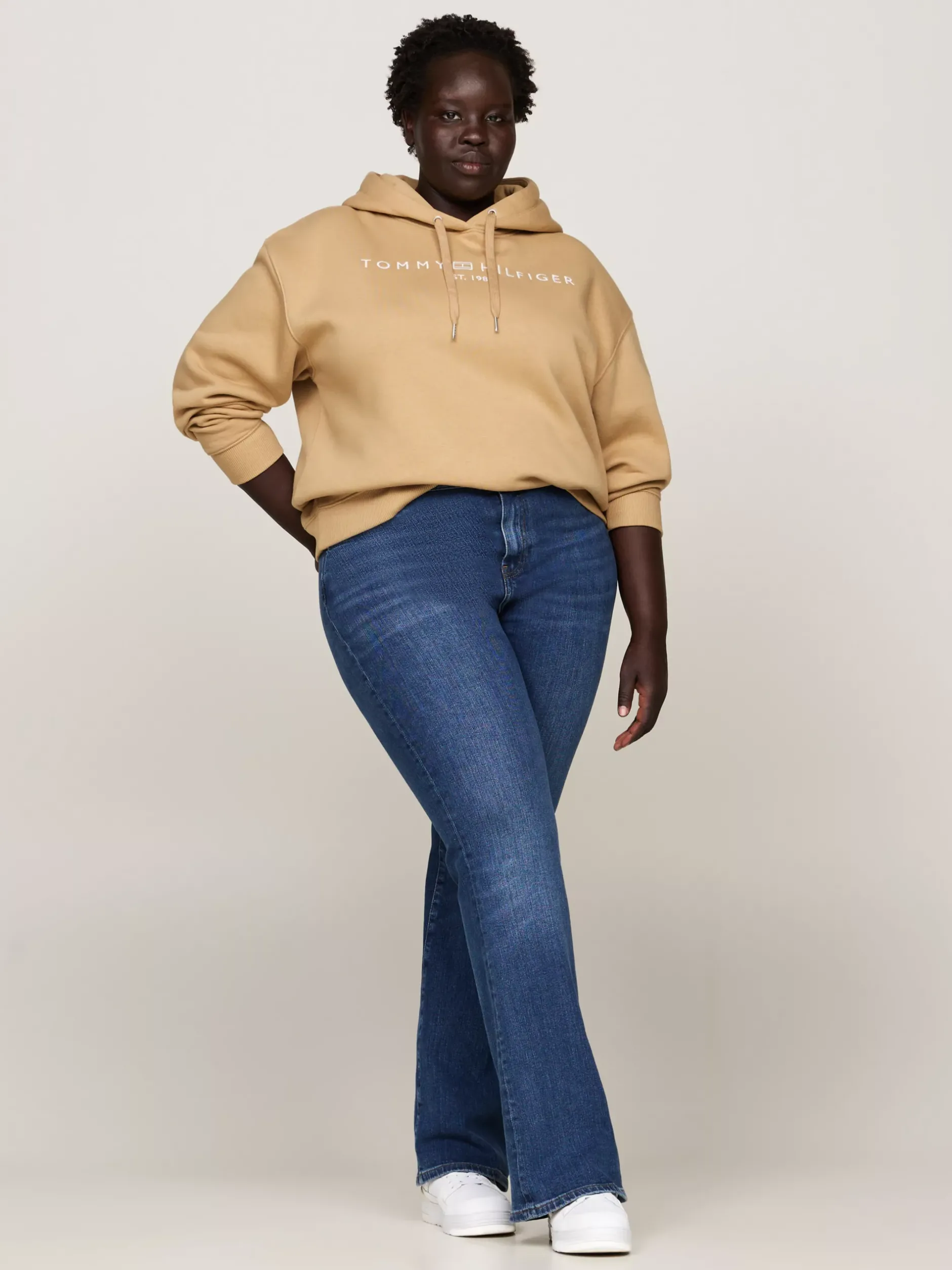 Bluzy Dresowe & Z Kapturem*Tommy Hilfiger Bluza Z Kapturem Curve CLASSIC KHAKI
