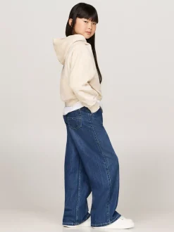 Bluzy Dresowe I Z Kapturem*Tommy Hilfiger Bluza Z Kapturem I Kaligrafowanym Logo HEATHERED OAT