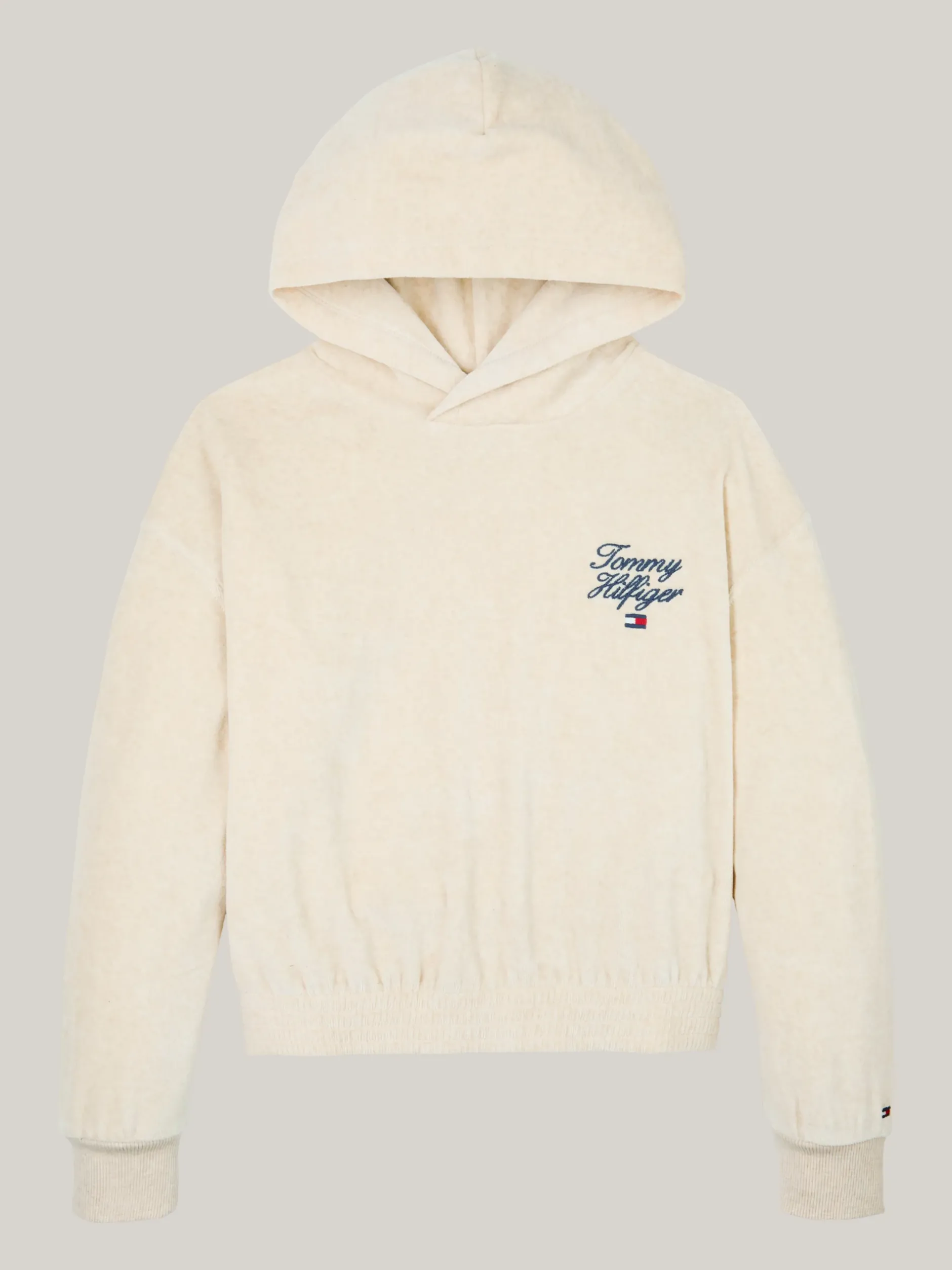 Bluzy Dresowe I Z Kapturem*Tommy Hilfiger Bluza Z Kapturem I Kaligrafowanym Logo HEATHERED OAT