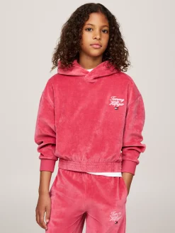 Bluzy Dresowe I Z Kapturem*Tommy Hilfiger Bluza Z Kapturem I Kaligrafowanym Logo HERITAGE PINK